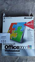 Front of the Microsoft Office 2000 Professional retail box with branding and application info visible.