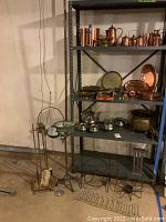 Wide shot of metal shelving displaying the full assortment