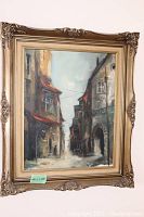 Frontal view of the framed painting showing the full artwork and frame.