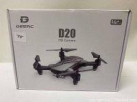 Packaged DeerC D20 HD Camera Drone in white box showing the drone image and branding