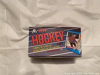 Closed box of the 1989-90 O-Pee-Chee Hockey complete card set showing factory packaging.
