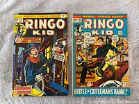 Front covers of Ringo Kid comic books issues #24 and #16 showing Western-themed artwork and Marvel Comics Group branding.