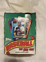 Original sealed box of 1990 Topps Baseball cards showing the box art with player cards and Topps branding.