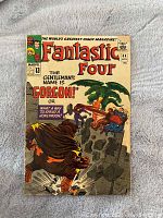 Front cover of the vintage Fantastic Four comic book issue #44 with character Gorgon featured.