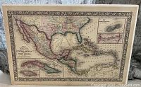 Full view of the antique hand-colored map showing Mexico, Central America, and the West Indies with surrounding border.