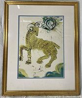 Full view of the framed ram artwork showing the entire image, frame and matting.