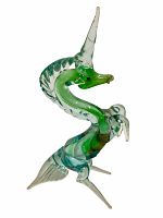 Full view of the vintage blown glass unicorn showing detailed coloring, horn, and shape