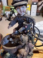 Photo of decorative fountain featuring a boy, flowers, and animals detail