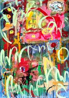 Front view of canvas painting showing full abstract composition