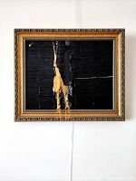 Front view of the framed painting showing full artwork