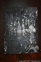 Front view of the original Don Chase acrylic painting showing abstract black and white textured artwork on board.