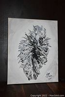 Front view of the original acrylic painting by Don Chase titled "Set Me Free" showing abstract swirling shapes in black, grey, and white.