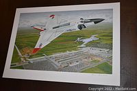 Full view of the unframed fine art print showing the Avro Arrow jet in flight over a detailed landscape and buildings.