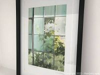Front view of framed and matted photograph 'Yet She Persists' showing window and foliage detail.