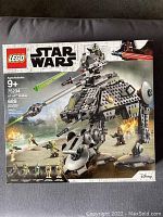 Front view of new sealed LEGO Star Wars AT-AP Walker set box showing main figure, 689 pieces, age 9+, minifigures included.