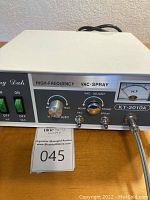 Photo of Kuang Dah KT-2010A facial machine front panel showing switches and adjustment knobs.