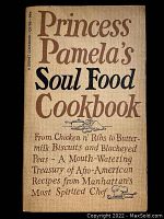 Front cover of Princess Pamela's Soul Food Cookbook showing title and subtitle about Afro-American recipes and Manhattan's most spirited chef