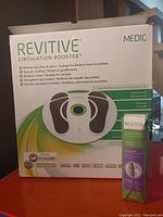 Box front showing product name, functions, and branding for Revitive Medic Circulation Booster.