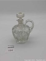 Front view of decanter with stopper fitted