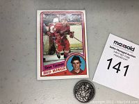 Front of Steve Yzerman rookie card showing player skating and portrait