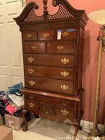 Full front view of the highboy dresser