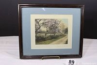 Framed artwork showing photograph with mat and signature