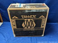 Sealed original Tannoy Sixes cardboard shipping box, printed branding