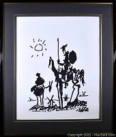 Front view of framed lithograph showing artwork and frame