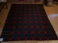 Full view of blanket laid flat showing primary pattern