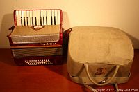 Rigoletto I accordion with carrying case placed on table