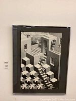 Full view of the framed art print showing detailed stairs illusion design.