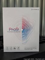 Front view of Pro9 Bone Conduction Wireless Ear-Free Headphones retail box showing product name and usage icons for walking, cycling, driving, running.