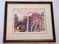 Front view of the framed and matted print showing the artwork 'Mill on the Cliff'.