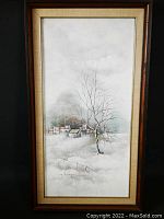 Framed original signed painting showing full artwork and frame