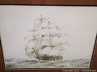 Close-up of the artwork showing the detailed sailing ship print