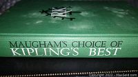 Close-up of book spine showing title 'Maugham's Choice of Kipling's Best' on green cover.