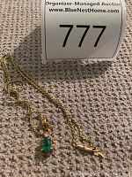Full view of chain and pendant laid out next to auction marker