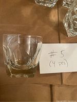 Single clear vintage cocktail glass with a thick square base shown alongside a note indicating a total of 14 pieces.