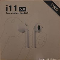 Box showing 'i11 5.0 True Wireless Headset' branding and earbuds illustration.