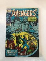 Cover photo of The Avengers comic book issue #73 showing characters and title.