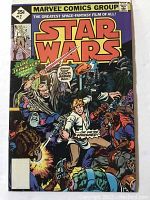 Front cover of Marvel Star Wars comic issue #2, 1977, showing colorful artwork with Luke Skywalker, Han Solo, Chewbacca, and Obi Wan Kenobi.