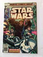 Front cover of Marvel Star Wars comic No. 3 from 1977, showing detailed artwork with key Star Wars characters and action scene.