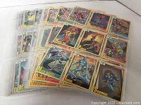 Photo of Marvel Trading Cards Series 2 Base Set near complete collection, cards secured in plastic sleeves.