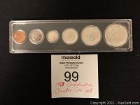 Full set of six Canadian Centennial coins housed in a clear plastic holder, showing all coins in one frame.
