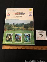 Front cover of the souvenir program showing the 3rd Annual American Airlines Golf Tournament at Board of Trade Country Club with measurements for scale.