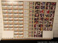 Full view of uncut sheet displaying multiple NASCAR driver collector cards front side with color photos of drivers and McDonald's logos