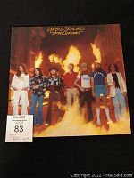 Front cover of Lynyrd Skynyrd's Street Survivors album featuring band members surrounded by flames.