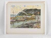 Full view of the signed print mounted on acid-free foam board and shrink-wrapped for protection