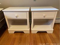 Front-facing shot of both nightstands side by side
