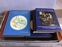 Stack of vintage hardback children's books including Nursery Friends from France and My Book House In The Nursery